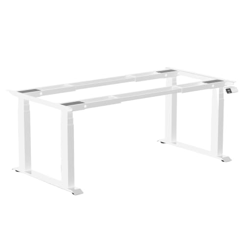 Desky Quad Motor Electric Standing Desk Frame – Extra Large Height Adjustable Sit Stand Base for 90° & 120° Workstations, Heavy Duty Steel, Memory Presets, Commercial Office Use (White) - color: White