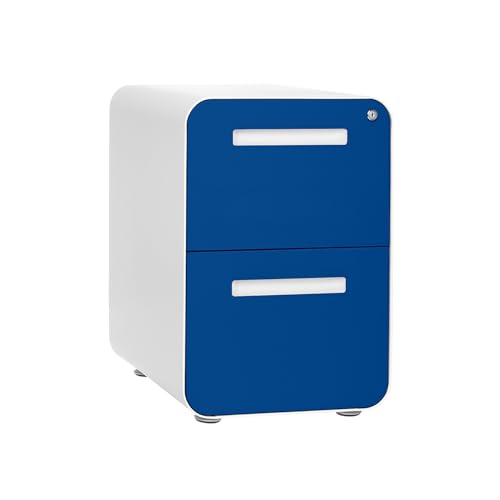 Laura Davidson Furniture Stockpile 2 Drawer Mobile File Cabinet with Lock - Under Desk Metal Filing Cabinet, Legal/Letter File Folders, Wheels and Stationary Feet, Pre-Assembled, Blue Faceplate - color: Blue