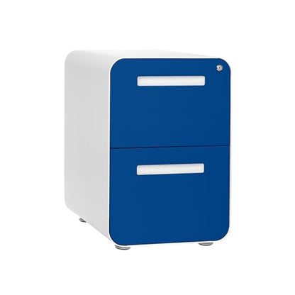 Laura Davidson Furniture Stockpile 2 Drawer Mobile File Cabinet with Lock - Under Desk Metal Filing Cabinet, Legal/Letter File Folders, Wheels and Stationary Feet, Pre-Assembled, Blue Faceplate - color: Blue