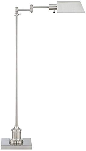 Jenson Brushed Nickel Adjustable Swing Arm Pharmacy 54" Tall Floor Lamp | Traditional Farmhouse Light Standing Base Silver Metal for Living Room Reading House Bedroom Home Office - color: Silver Brushed Nickel