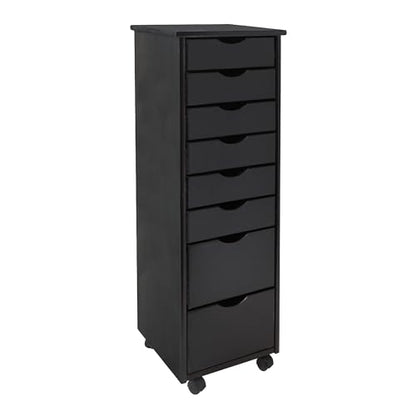 Jela-USA Solid Pine Wood 8 Drawer Rolling Cart, Black - color: Black, style: unspecified