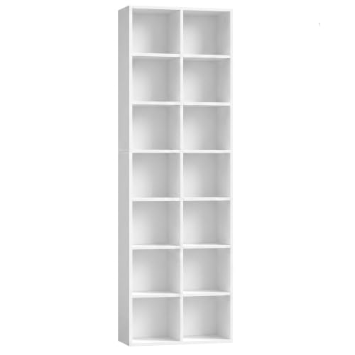 FOTOSOK Bookshelf Bookcase 7-Tier White Bookshelf Tall CD Media Tower Rack - color: White