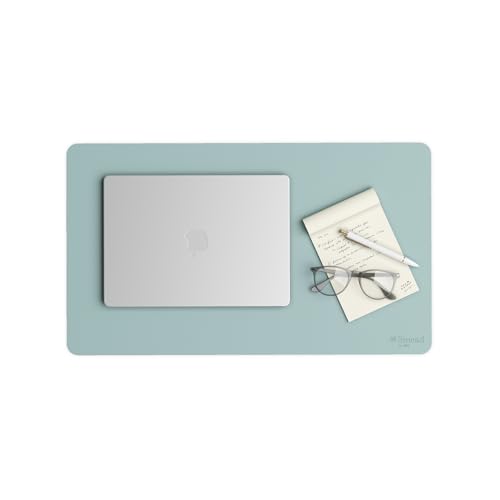 Smead Vegan Leather Desk Pad Mat, Office Desk Mat, Small, Superior Blue | Light blue desk mat, waterproof pad protector and desk blotter. Non-slip suede grips under a laptop, keyboard and mouse. - color: Superior Blue, size: 13.7" x 23.6"