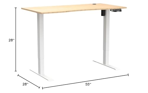 FLEXISPOT EN2 55"x28" Bamboo Electric Standing Desk with Power Strip | Solid Bamboo Desktop, Cable Management, Convenient Clamp Power Strip, And Clean Home Office Setup, White Frame - color: Bamboo Top + White Frame, size: 55x28"