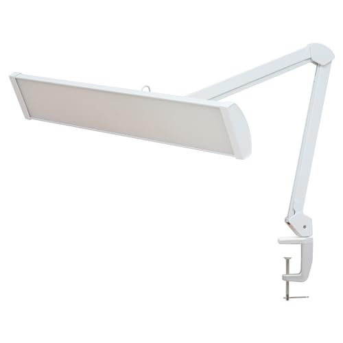 32-Inch LED Architect Desk Lamp with Clamp, 50W 4500LM, White CCT | 684 SMD LEDs deliver flicker-free lighting with 5 color modes, 5 brightness levels, and reinforced dual metal arms - color: White