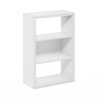 Furinno Viola Book Shelf, 3-Tier Bookshelf, Extra Thick Frame Bookcase with Open Shelf, Open Back Design, 11.3" x 23.2" x 35.9", for Living Room, Bedroom, Home Office, White - color: White, size: 3-Tier, Thick Frame