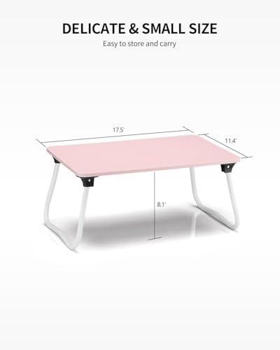 Ruxury Foldable Lap Desk Laptop Stand Bed Desk Table Tray, Breakfast Serving Tray, Portable & Lightweight Mini Table, Lap Tablet Desk for Sofa Couch Floor - Pink - color: Matte Pink