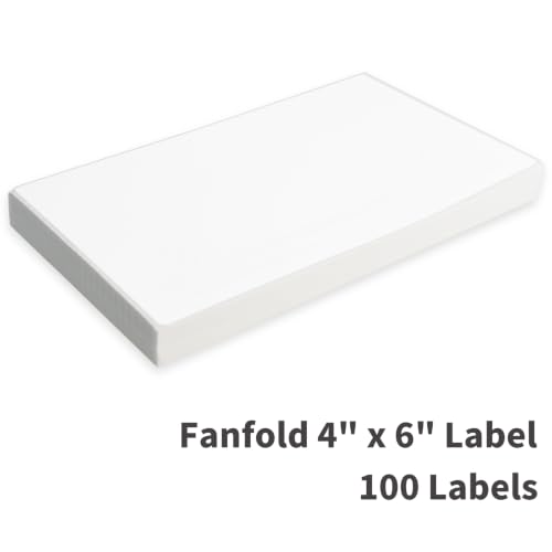 L LIKED 100 4x6 Thermal Labels Fanfold, Direct Thermal Shipping Labels - Perforated and Strong Adhesive - size: 100 Labels