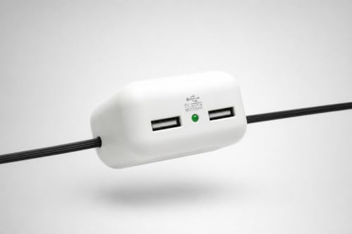 Clamp N Charge USB Charging Station for Lamp Cords, No Outlet, No Rewiring | DIY install in under a minute with a Phillips screwdriver; fits flat lamp cords, charges 2 devices, USB-C adapter included