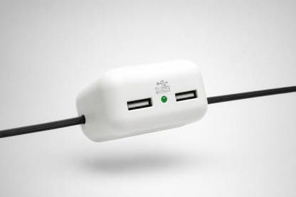 Clamp N Charge USB Charging Station for Lamp Cords, No Outlet, No Rewiring | DIY install in under a minute with a Phillips screwdriver; fits flat lamp cords, charges 2 devices, USB-C adapter included