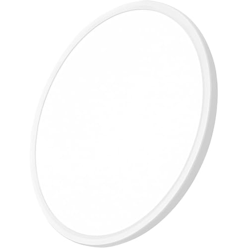 24Inch White Large LED Flush Mount Ceiling Light, 50W, 5480LM, 3CCT | 3000K/4000K/6000K CCT Selectable, White Close to Ceiling Round Flat Panel Light, Super Slim LED Ceiling Light for Bedroom - color: White, size: 24" 1PK