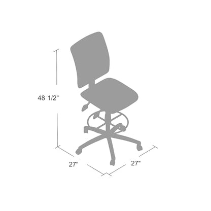 Benzara Reza Swivel Drafting Stool, Footring, Black Faux Leather, Contoured