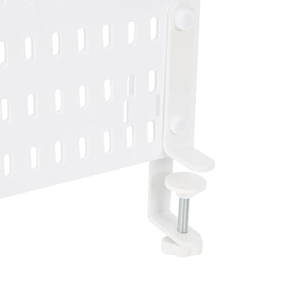 Desk Pegboard, Plastic Privacy Divider & Desk Partition Panel, Office Accessory Organizer No-Drill Mounted Pegboard for Home, Office, Gaming (White, Clamp-on)