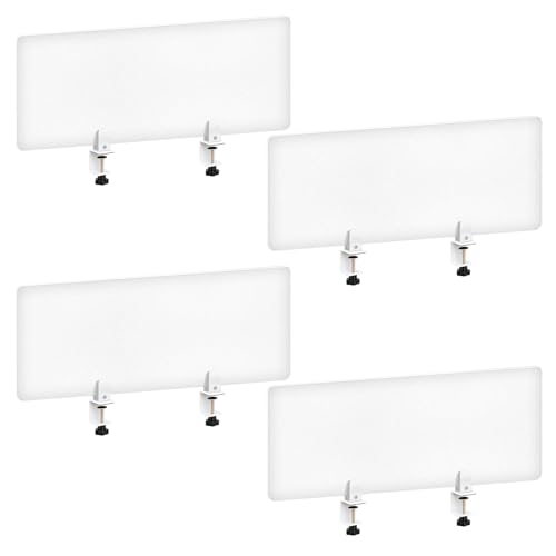 Tatuo 4 Pcs 47.2'' L x 15.8'' W Desk Privacy Panel Frosted Acrylic Office Desk Divider Partition with Adjustable Universal Base for Offices Schools Reception Area Call Centers