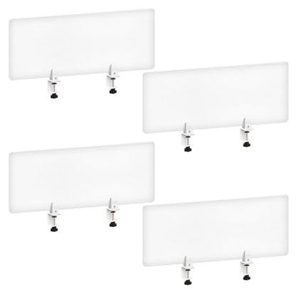 Tatuo 4 Pcs 47.2'' L x 15.8'' W Desk Privacy Panel Frosted Acrylic Office Desk Divider Partition with Adjustable Universal Base for Offices Schools Reception Area Call Centers