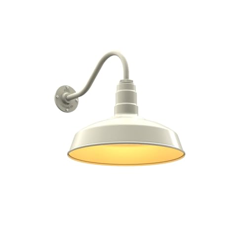 16" Gooseneck Barn Light Outdoor | Farmhouse Exterior Wall | Cream/Brass - color: Cream / Brass, size: 16" Gooseneck