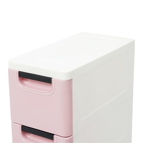 6 Drawers Narrow Storage Cabinet, Slim Rolling Cabinet with Wheels 77.16lbs Loading Capacity, Mobile Utility Cart with Drawers for Small Spaces Living Room Bedroom Office 15.7x7.9x39.4in (Light Pink) - color: Light Pink