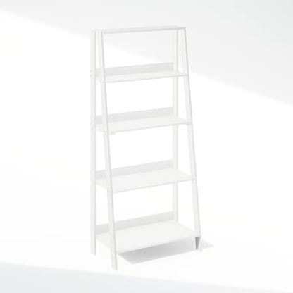 Furinno Ladder Display Shelf, 5-Tier Ladder Shelf, Standing Bookshelf, Display Storage Shelves, 13 x 23.6 x 53.5, for Living Room, Home Office, White - color: White
