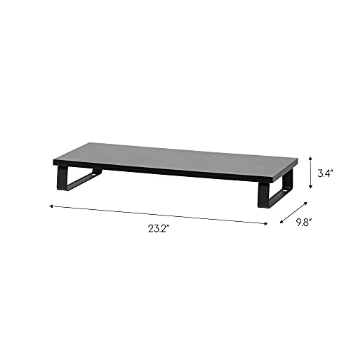 IRIS USA 1-Tier Multi-Purpose Modern PC Monitor Organizer Stand with Metal Legs, Ergonomic Desktop and Countertop Riser for Computer Laptop TV Kitchen Pantry and Closet Organization, Black | Elevates monitors and laptops while organizing keyboards, office