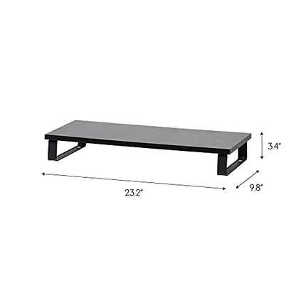 IRIS USA 1-Tier Multi-Purpose Modern PC Monitor Organizer Stand with Metal Legs, Ergonomic Desktop and Countertop Riser for Computer Laptop TV Kitchen Pantry and Closet Organization, Black | Elevates monitors and laptops while organizing keyboards, office