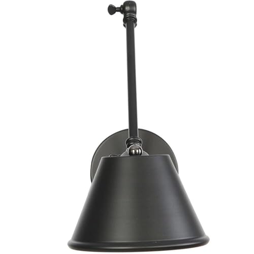 Vintage Black Swing Arm Wall Sconce Adjustable Metal Reading Lamp Warm Light Mounted for Bedroom Headboard Study Room Living Sofa Side