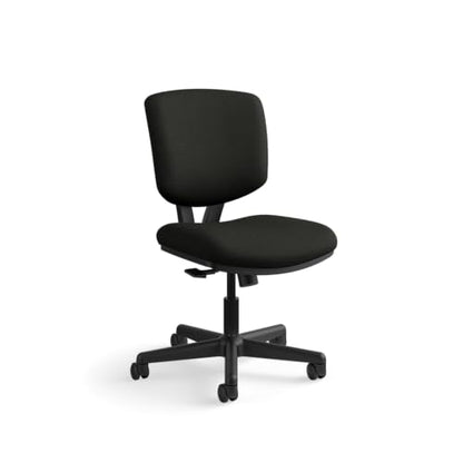 HON Volt Ergonomic Office Chair, Armless, Office Desk Computer Chair, Black - color: Softhread Leather Back