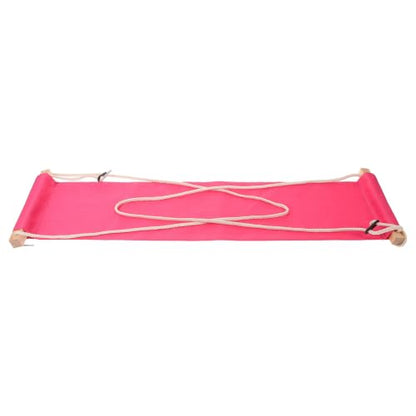 Portable Office Desk Foot Hammock with Polyester Cotton and Wood Materials, Induces Relaxation and Versatile Use for Office and Taking a Break, Pink Hanging Footrest Under Desk