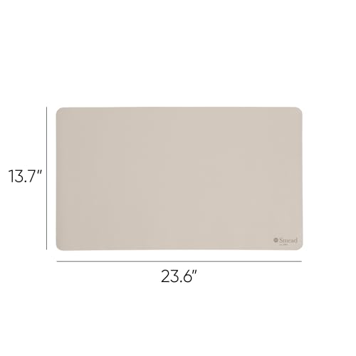 Smead Vegan Leather Desk Pad Mat, Office Desk Mat, Small, Sandstone Beige | Waterproof desk pad protector, writing mat and desk blotter. Non-slip suede grips under a laptop, keyboard and mouse. - color: Sandstone Beige, size: 13.7" x 23.6"