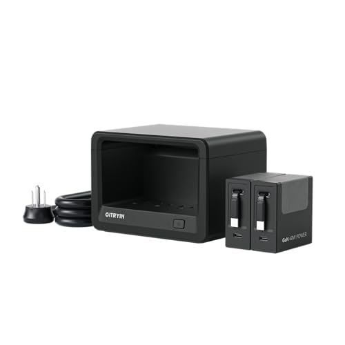 Gitryin 10-in-1 Desktop Charging Station, 6 AC, 80W Retractable GaN Charger - size: With 2 Type-C Chargers