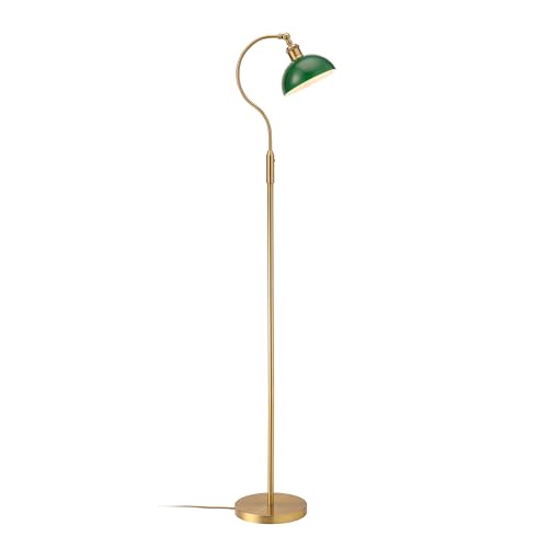 O’Bright Heritage - Banker’s Floor Lamp, 3-Level Touch Dimming, Adjustable Tilt Shade, Removable Lampshade Design, E26 Socket with 6W Dimmable LED Bulb, Green Glass Shade, Antique Brass - color: Antique Brass-Green Glass