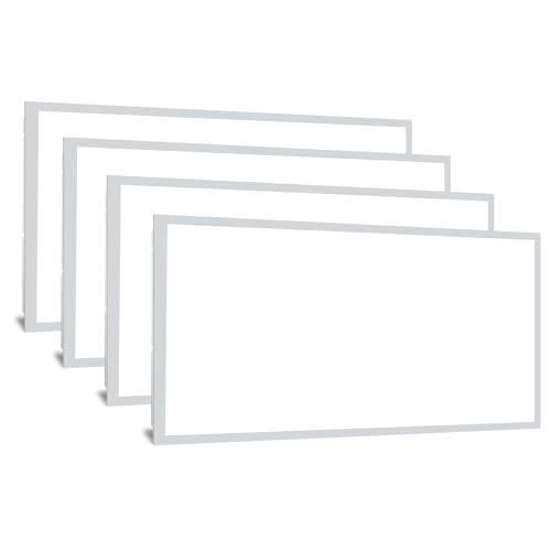 hykolity 2x4 LED Flat Panel Light,30W/40W/50W Dimmable,Drop Ceiling 4 Pack | Selectable Watts 0-10V Dimmable 5000K Daylight 6500LM ETL Recessed Light for Office Classroom Garage Replaces 3-Lamp Fixture