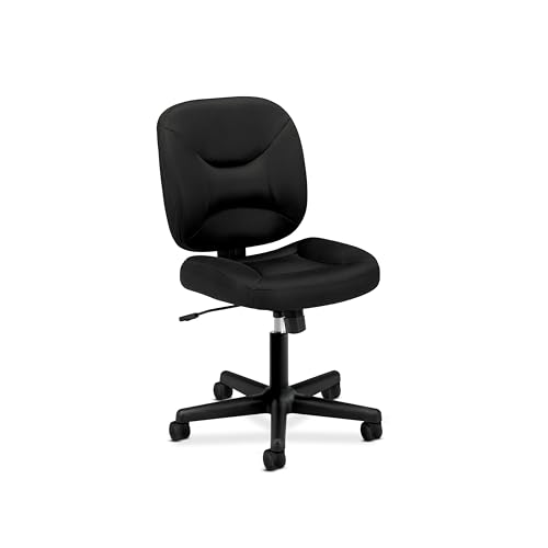 HON ValueTask Low Back Ergonomic Office Chair, Office Desk Chair, Black | Low Back ergonomic office desk chair with lumbar support, armless, office decor, standard tilt for workplace comfort