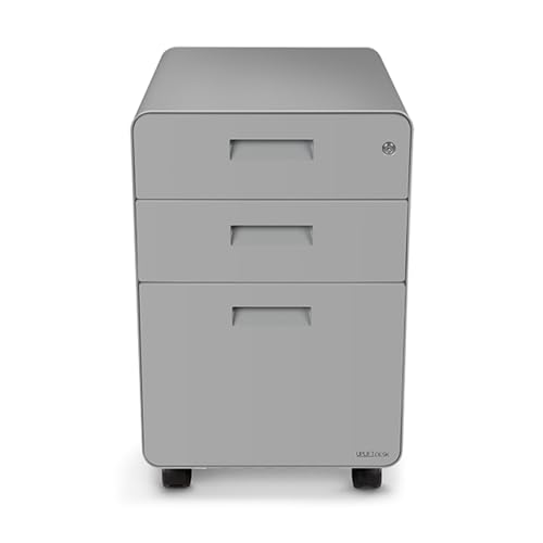 UPLIFT DESK 3-Drawer Mobile File Cabinet - Steel Rolling Filing Cabinet with Lock, Soft-Close Top Drawer, Letter & Legal Size File Storage, Easy Assembly for Home Office (Gray) - color: Grey