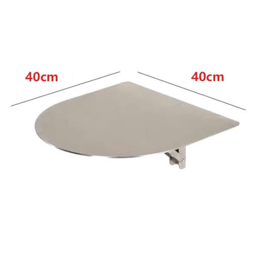 Bedside Folding Wall Table, Semi-Circle Small Coffee Table 12" Stainless Steel Sofa Side Shelf Floating Desk for Bistro Bedroom Balcony(Gold,40cm(16")) - color: Gold, size: 40cm(16")
