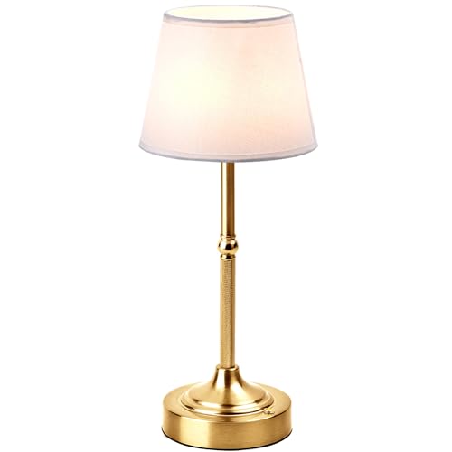 LUTEC Cordless Table Lamp, Battery Operated Lamp with 3 Color Temps and Stepless Dimming, 5200mAh Portable Rechargeable Table Lamp for Restaurant/Bedroom/Bars/Outdoor (Brushed Gold) - color: Gold, size: 1 Pack