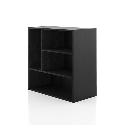 Homes: Inside + Out Apexa 4-Vertical Storage Organizer Shelves, Stackable Wood Bookcase for Organization, Dorm Teen Room Decor & Home Office, Black - color: Black, size: 4-vertical