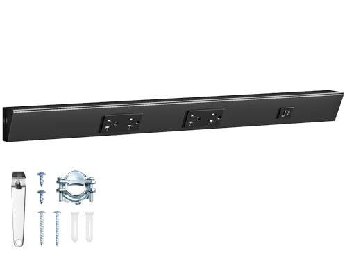 Under Cabinet Power Strip Hardwired, 24 inch, 20 Amp | 2 Standard TR Outlets with USB-A & USB-C, Modular Extension System (No Cutting),Power Strip for Kitchen, ETL Listed, Black - color: Black, size: 1 Pack