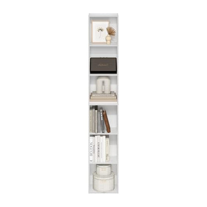 Furinno LUDER Book Shelf, 6-Tier Tall Modern Bookshelf, Bookcase with Open Shelves, 9.3 x 12 x 71, for Living Room, Bedroom, Home Office, White - color: White, size: 6-Tier, 12.1-Inch Width