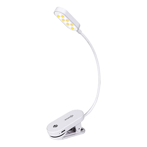 VAVOFO Rechargeable Book Light, 14 LEDs Eye Care Clip On Amber Reading Light for Bookworms Reading in Bed with 9 Colors 9 Brightness (White) - color: White