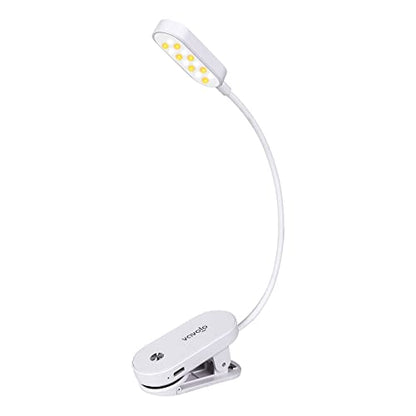 VAVOFO Rechargeable Book Light, 14 LEDs Eye Care Clip On Amber Reading Light for Bookworms Reading in Bed with 9 Colors 9 Brightness (White) - color: White
