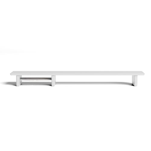 Raico Desk Cockpit Shelf Monitor Stand System Dual Screen Setup Wood Large Desk Accessory Organizer Unit (Matte White, Full Length v2 | 45.7 Inches) - color: Matte White, size: Full Length v2 | 45.7 Inches