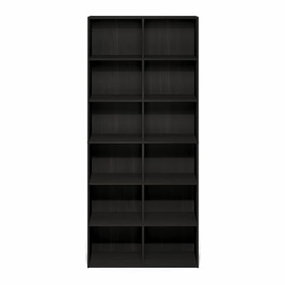 Furinno Basic Book Shelf, 12-Cube Bookshelf, Bookcase with Open Shelf, Cube Storage Organizer, 12 x 32 x 71, for Living Room, Home Office, Espresso