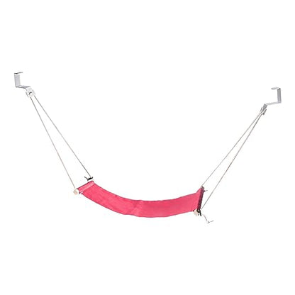PATIKIL Foot Hammock Under Desk, Adjustable Foot Rest Sling with Hooks Portable Desk Footrest for Airplane Travel Home Office, Pink Style 1 - color: Pink