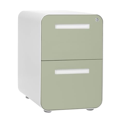 Laura Davidson Furniture Stockpile 2 Drawer Mobile File Cabinet with Lock - Under Desk Metal Filing Cabinet, Legal/Letter File Folders, Wheels and Stationary Feet, Pre-Assembled, Sage Green - color: Sage Green
