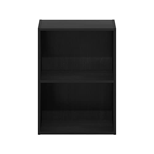 Furinno LUDER 2-Tier Book Shelf, Open Shelves Bookshelf, Blackwood | 9 x 16 x 21, Closed Back, Modern Bookcase, for Living Room, Bedroom, Home Office - color: Blackwood, size: 2-Tier, 9 x 16 x 21