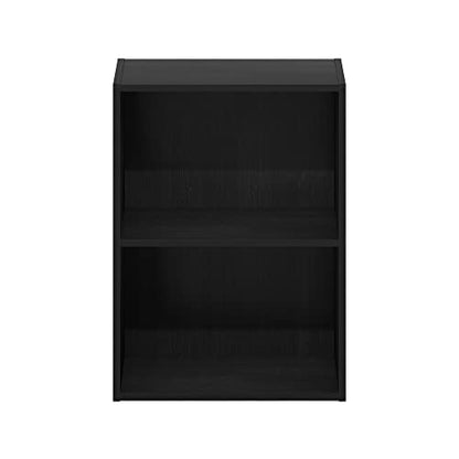 Furinno LUDER 2-Tier Book Shelf, Open Shelves Bookshelf, Blackwood | 9 x 16 x 21, Closed Back, Modern Bookcase, for Living Room, Bedroom, Home Office - color: Blackwood, size: 2-Tier, 9 x 16 x 21