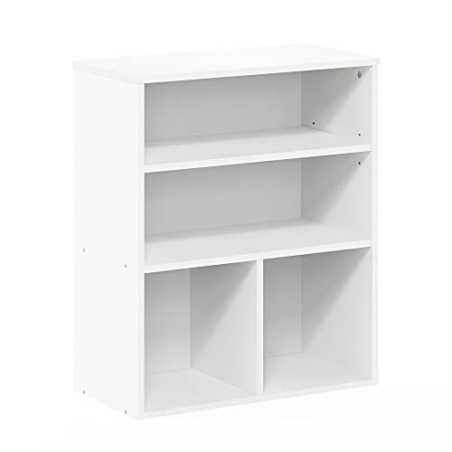 Furinno Pasir 3 Tier Display Bookcase, White - color: White, size: 3-Tier Wide