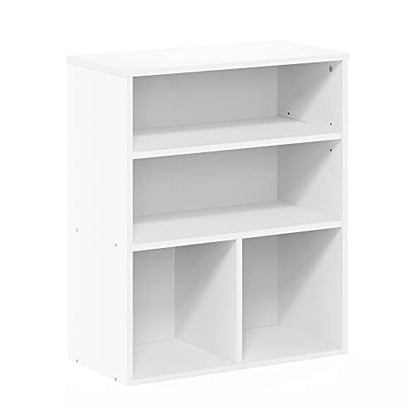 Furinno Pasir 3 Tier Display Bookcase, White - color: White, size: 3-Tier Wide