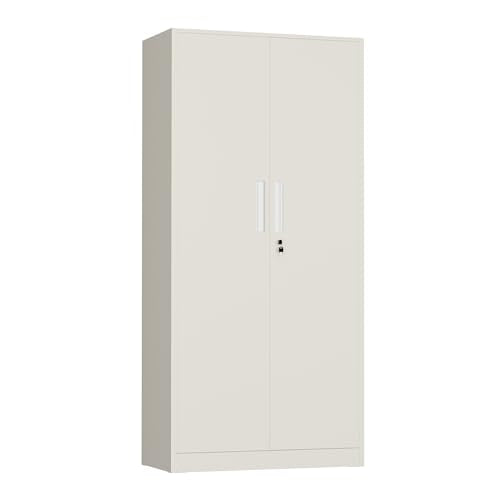 Metal Storage Cabinet, 72" H Lockable Steel Cabinets with Locking Doors, Storage Locker with Adjustable Shelves for Office, Home, Garage, Gym, School (Warm Grey) - color: Warm Grey, size: MSC-D16