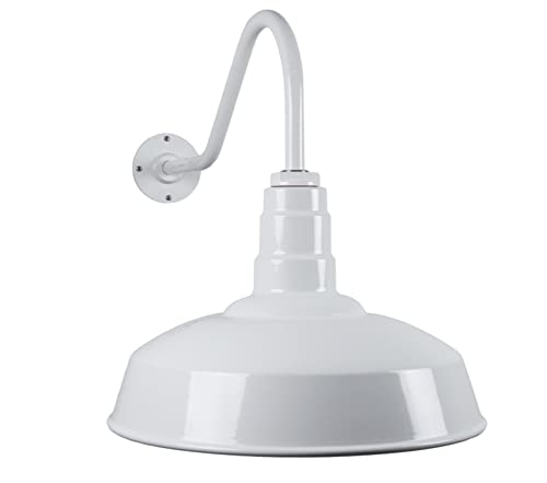 23" Gooseneck Barn Light Outdoor | Farmhouse Exterior Wall Light | White - color: White, size: 23" Gooseneck